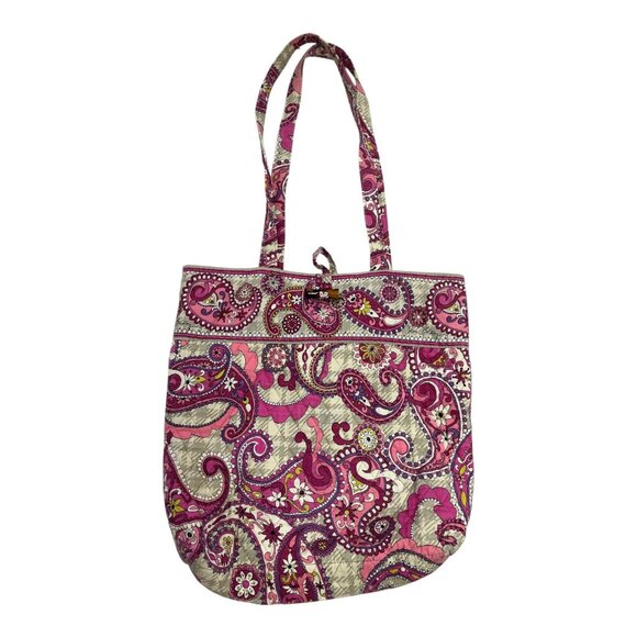 Vera Bradley Pink Paisley Quilted Tote Bag with Toggle Closure – Early 2000s - Picture 1 of 7